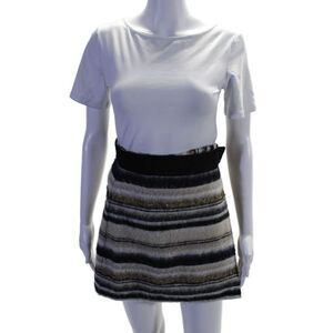 Vena Cava Womens Metallic Knit Striped Mini Wrap Skirt Multicolor Size 2